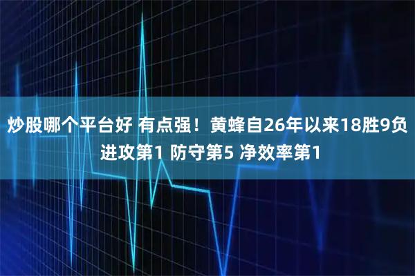 炒股哪个平台好 有点强！黄蜂自26年以来18胜9负 进攻第1 防守第5 净效率第1